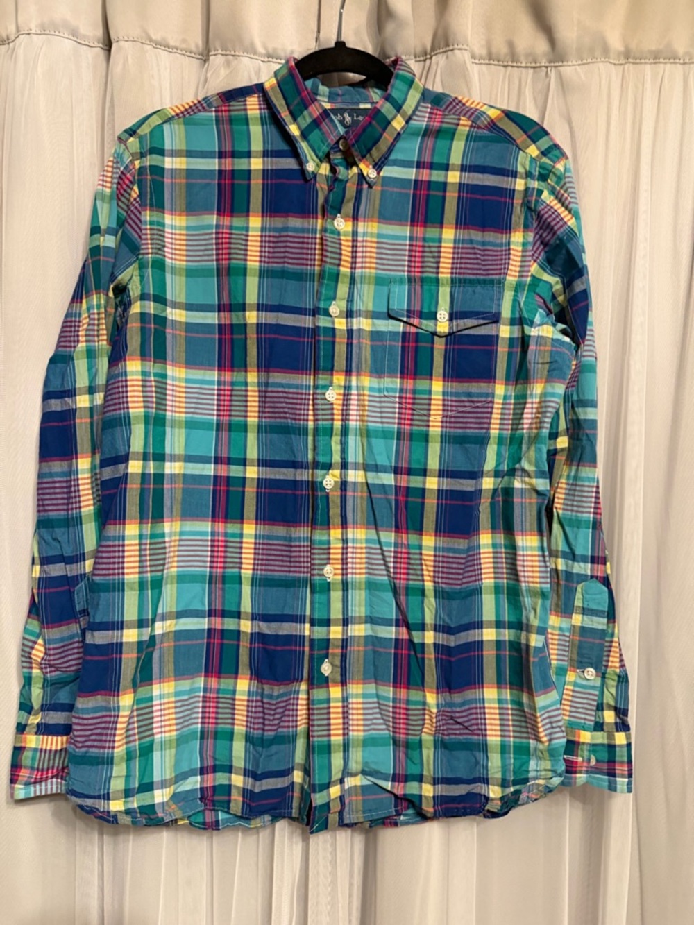 Ralph Lauren Multicolor Plaid Button-Down Shirt in Blue, Teal & Yellow